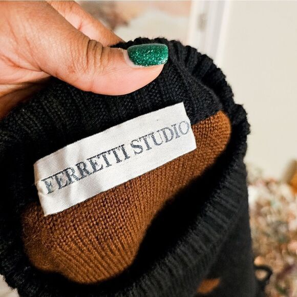 Vintage Ferretti Studio Stylish Fringe Detail Long Sleeve Sweater - Picture 3 of 14